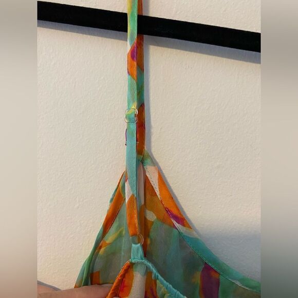 Trinity, Multi Colored Sheer Layered Ruffle Tank w/adjustable Straps - Picture 4 of 8